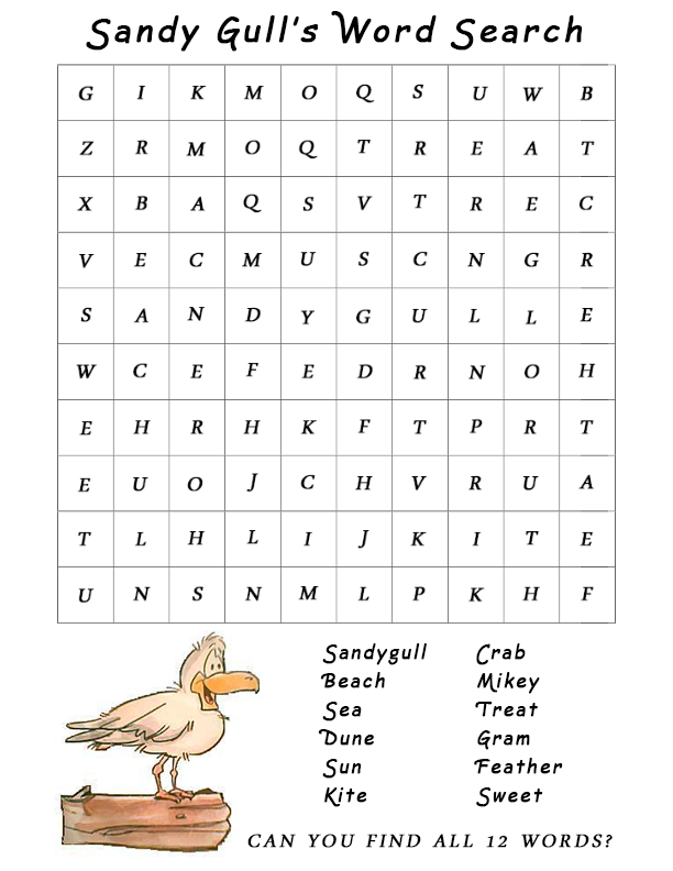 Meet Sandy Gull Word Search – Mary Staller